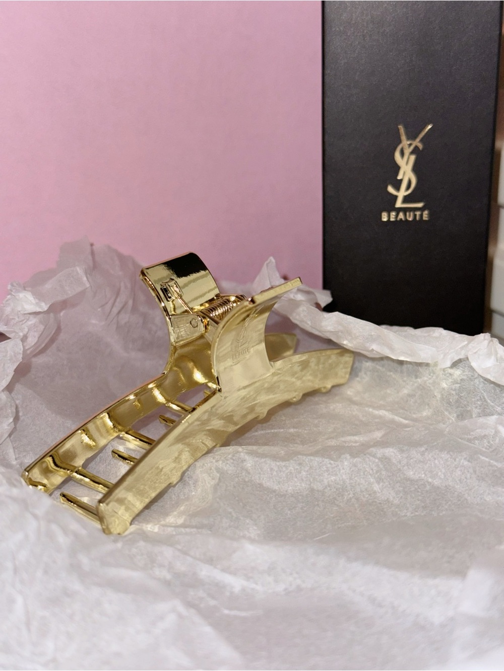 YSL Gold Hair Clip - Designer Metal Jaw Clip Brand NEW with box